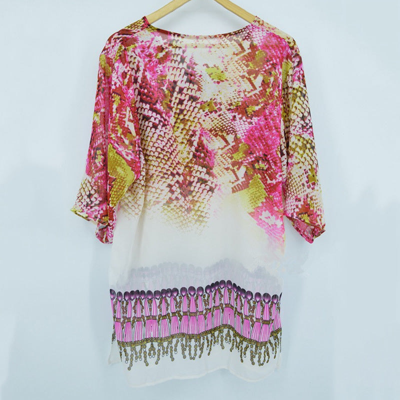 Serpentine Chiffon Beach Cover up Bikini Jacket Swimwear Cover up Bella Mia