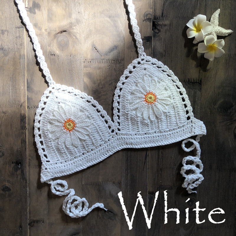 Strap Hand Crocheting Bikini Beach Weaving Daisy Hollow Out Cutout Out Swimsuit Handmade Swimsuit Bella Mia