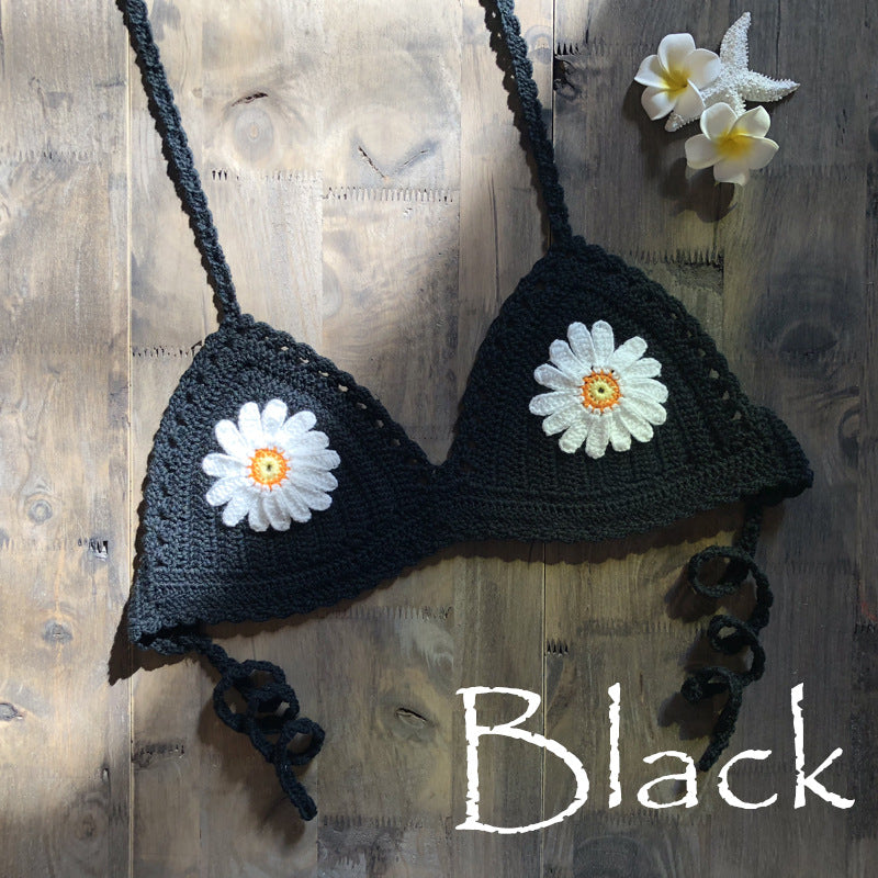Strap Hand Crocheting Bikini Beach Weaving Daisy Hollow Out Cutout Out Swimsuit Handmade Swimsuit Bella Mia