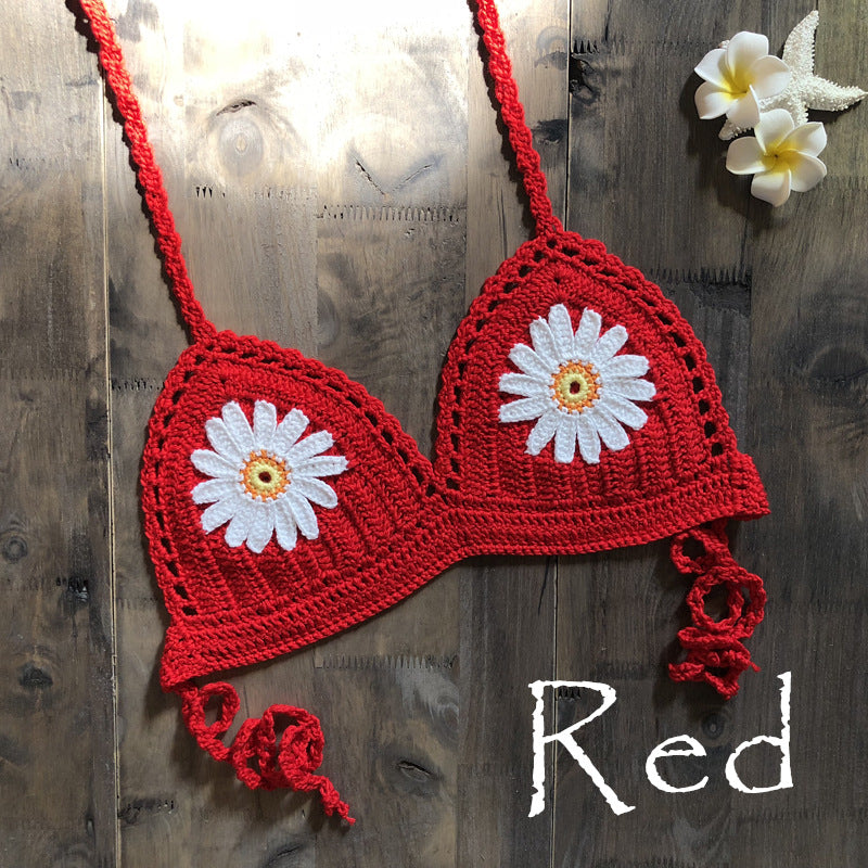 Strap Hand Crocheting Bikini Beach Weaving Daisy Hollow Out Cutout Out Swimsuit Handmade Swimsuit Bella Mia