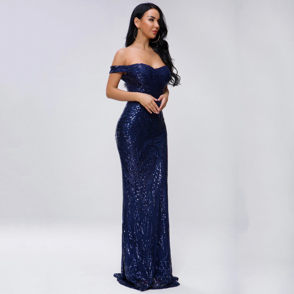 Women Clothing Dress Sexy Sequined Tube Top Mopping Banquet Party Evening Dress Fishtail Dress Prom Formal Gown Bella Mia