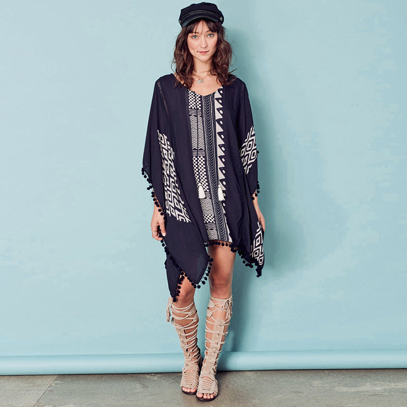 Printed Lace Ball Loose plus Size Bikini Swimsuit Blouse Beach Dress Women Overclothes Bella Mia