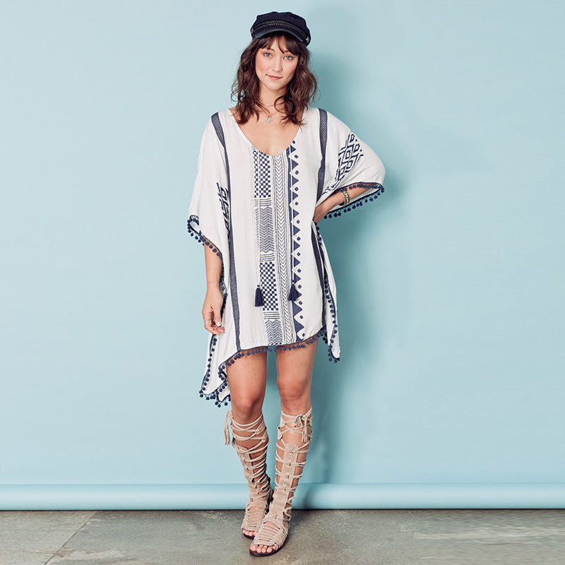 Printed Lace Ball Loose plus Size Bikini Swimsuit Blouse Beach Dress Women Overclothes Bella Mia