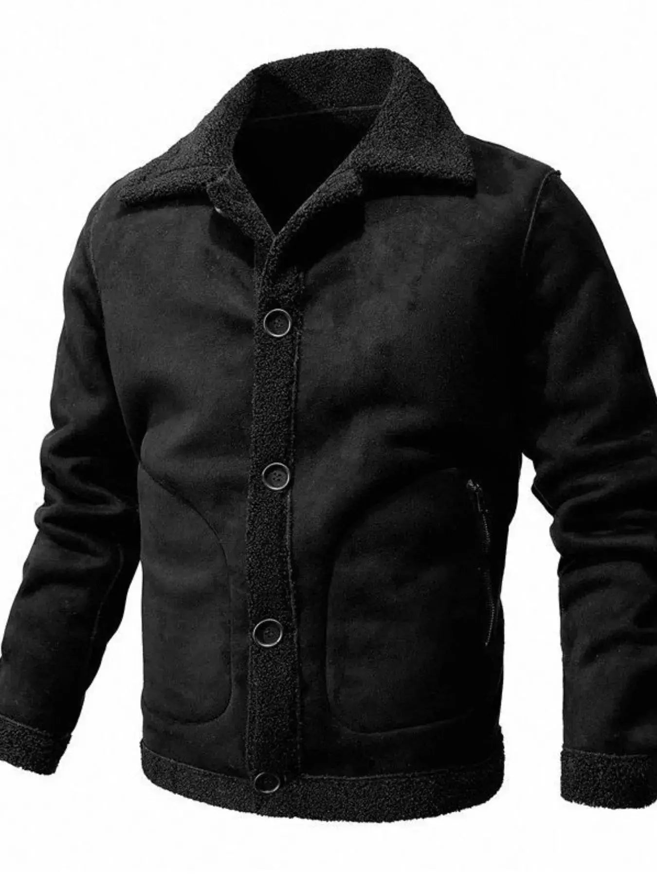 Men's Plus Size Shearling Lined Button Up Jacket With Pockets Warm Outerwear Simply Love