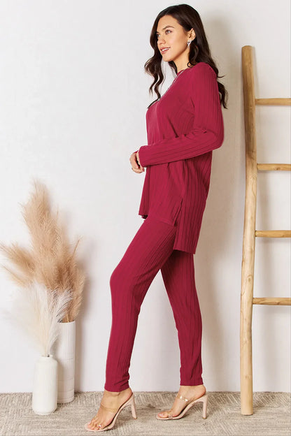 ShopBasicbae: Ribbed High-Low Set