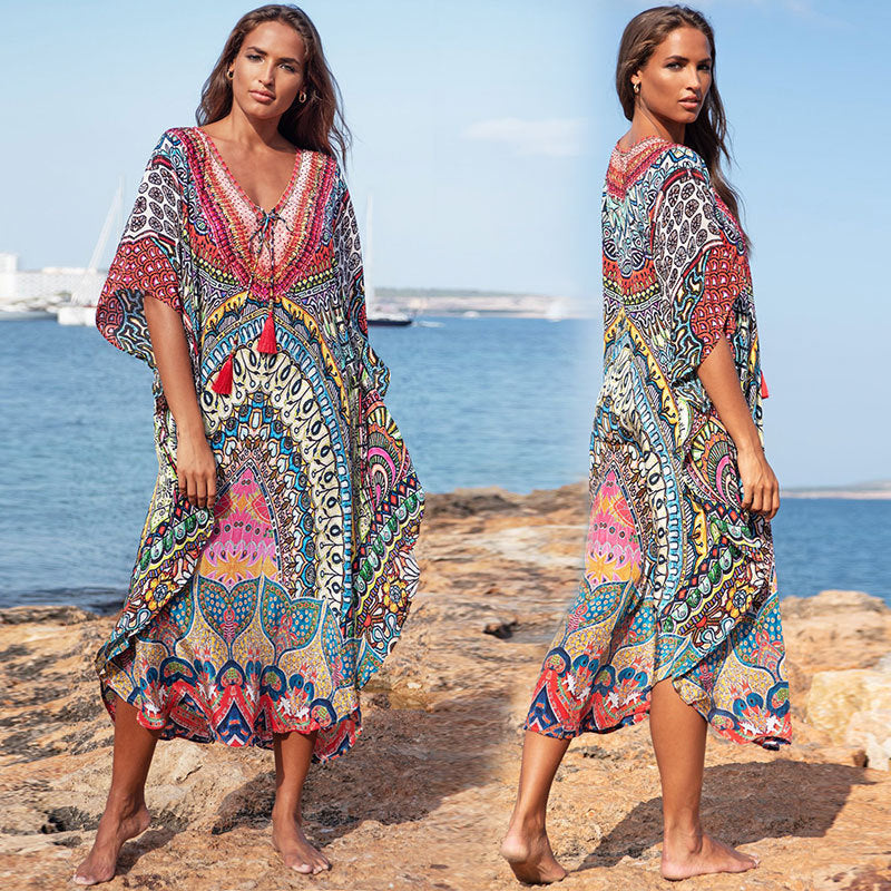 Loose plus Size Holiday Dress Seaside Beach Cover-up Swimsuit Bikini Cover-up Robe Bella Mia