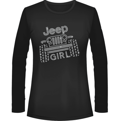 Jeeper Girl Rhinestone Tee Black, Short or Long  Sleeve 1