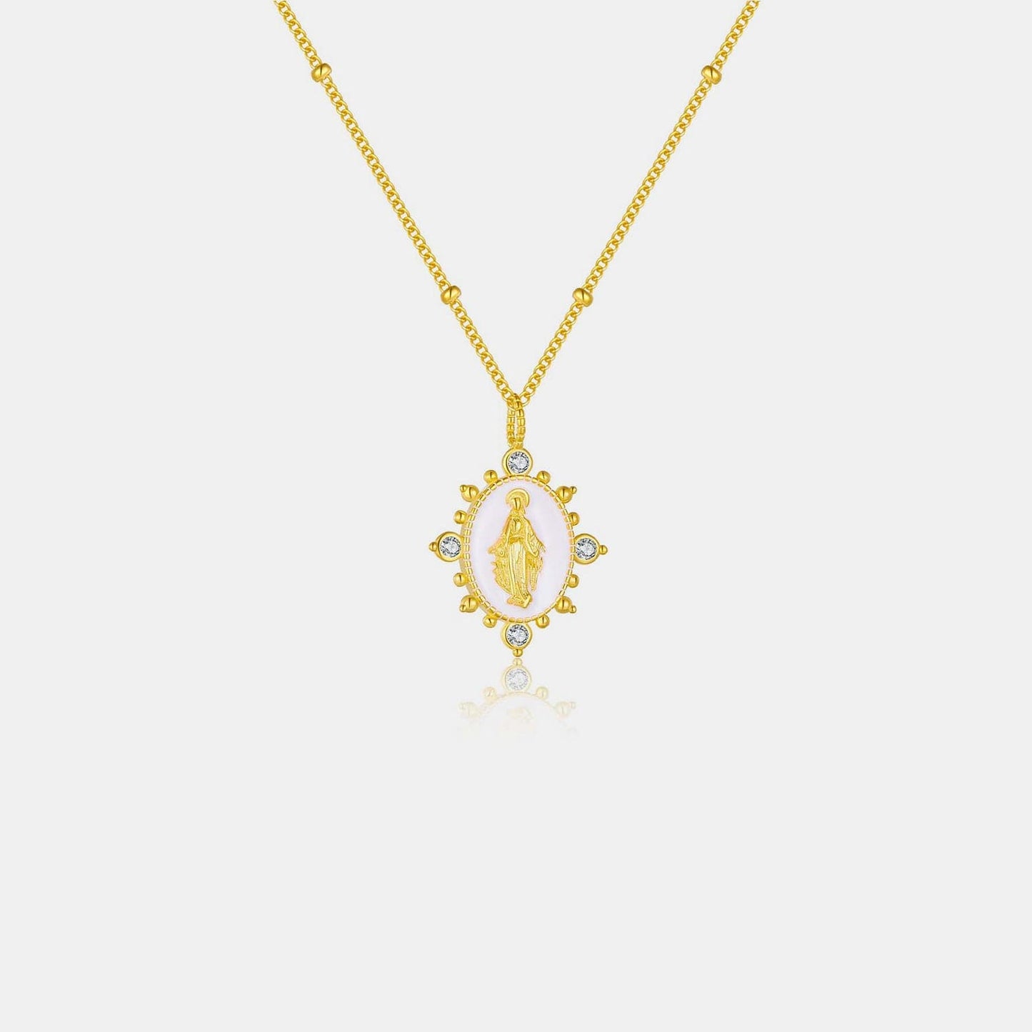 18K Gold-Plated Spring Ring Closure Pendant Necklace.