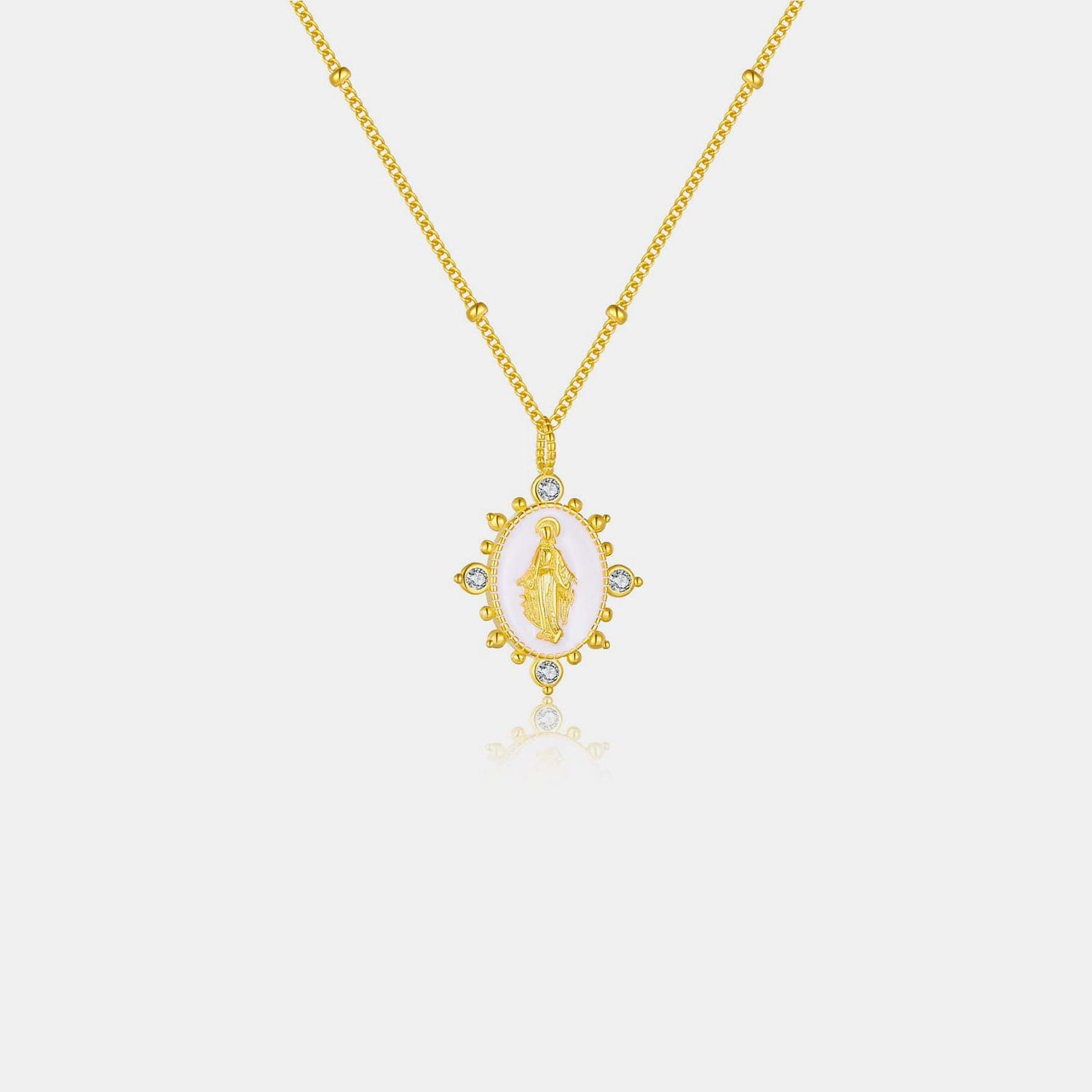 18K Gold-Plated Spring Ring Closure Pendant Necklace.