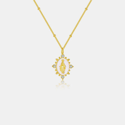 18K Gold-Plated Spring Ring Closure Pendant Necklace.