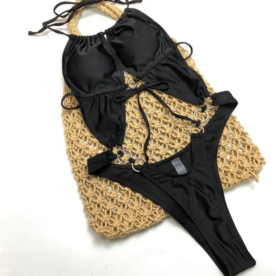 Single Swimsuit One Piece Women Swimsuit Solid Color Lace up Sexy Bikini Bella Mia