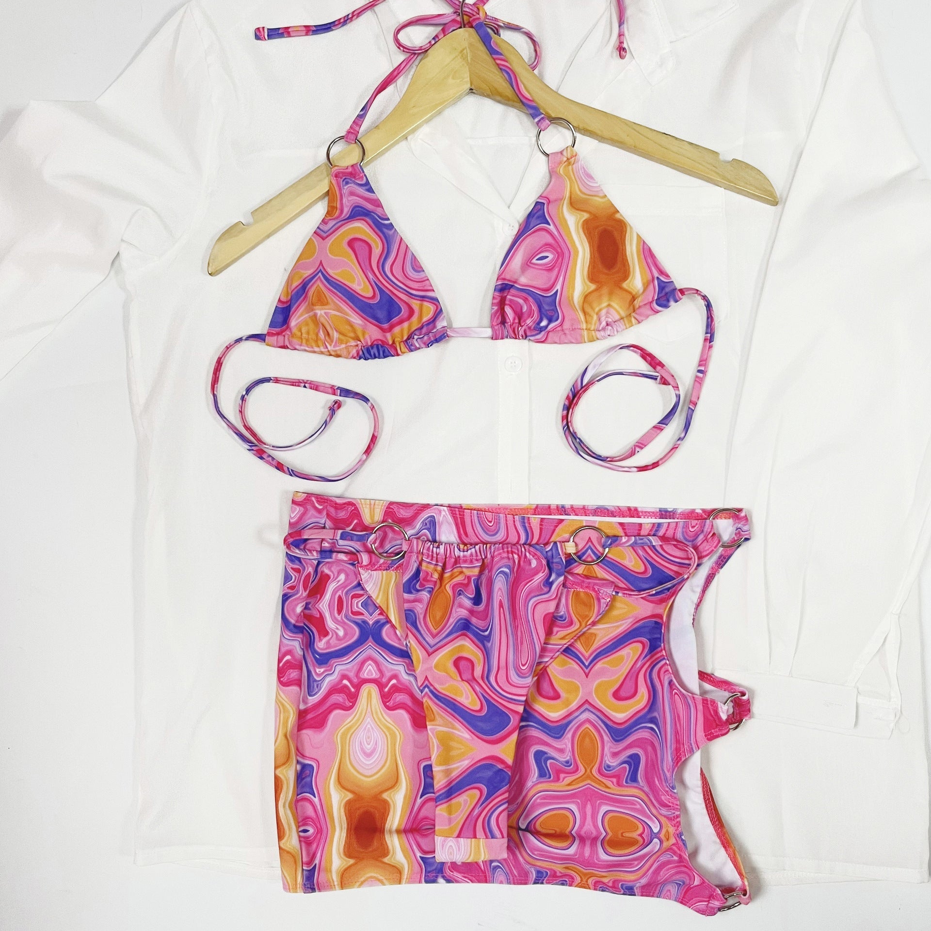 Sexy Printed Bikini Three Piece Outer Skirt Swimsuit Bella Mia