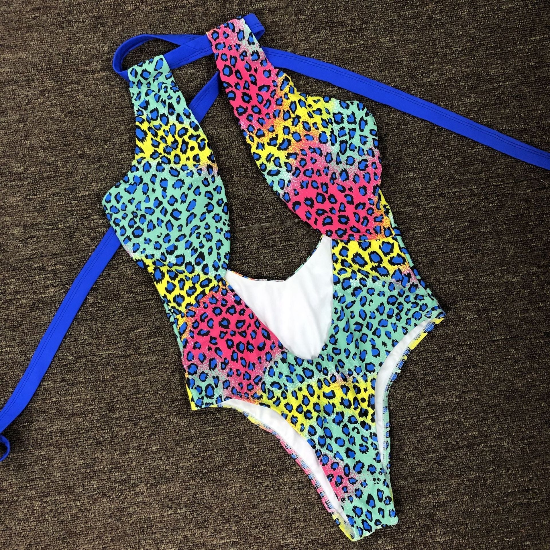 Sexy Swimsuit Export Swimwear Color Leopard Print Halter Strap One Piece Swimsuit Women Bella Mia