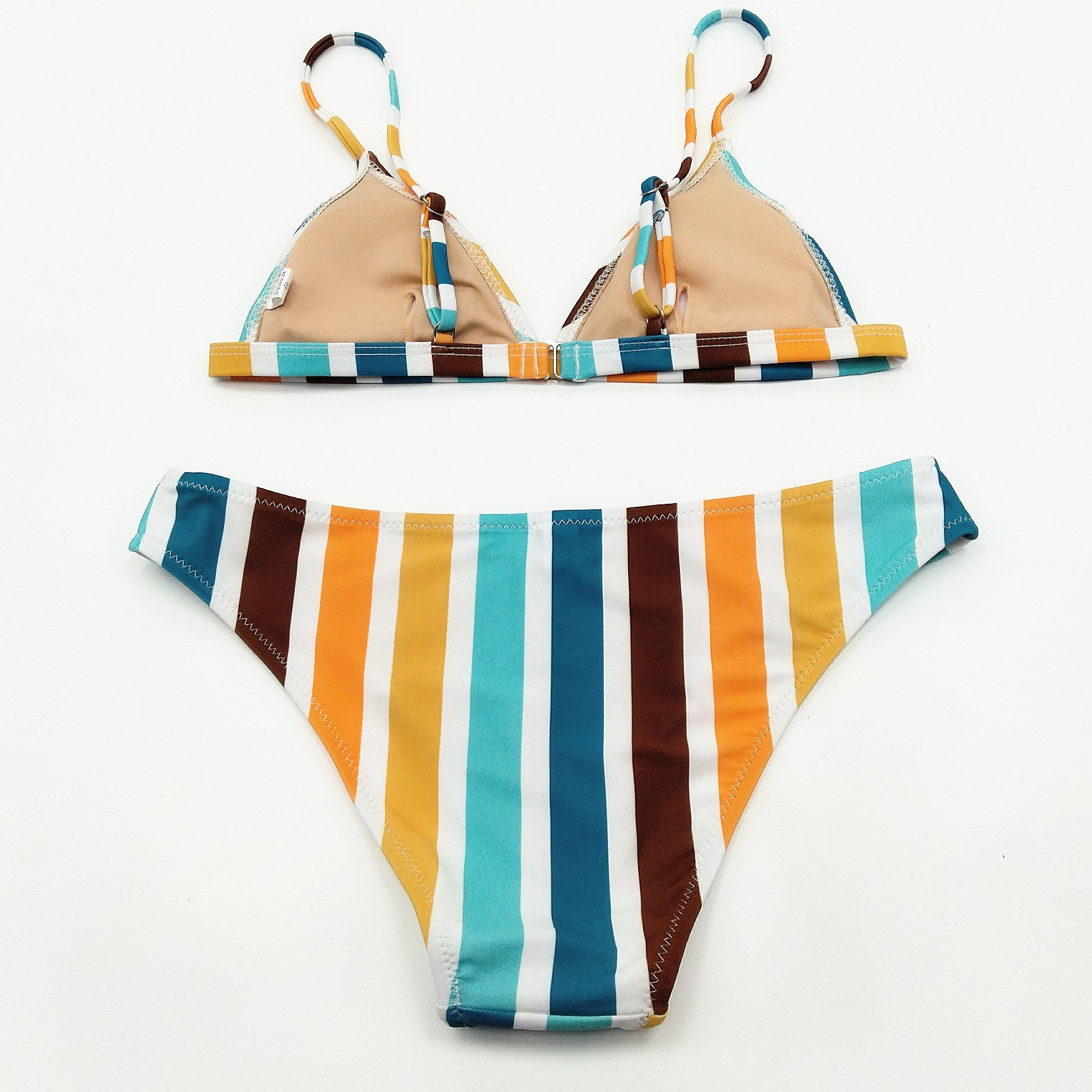 Rainbow Gray Striped Printed Swimsuit Triangle Bikini Sexy Split Swimsuit Bella Mia