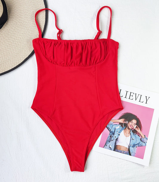 Women Summer Solid Color One Piece Swimsuit Sexy Bikini Bella Mia