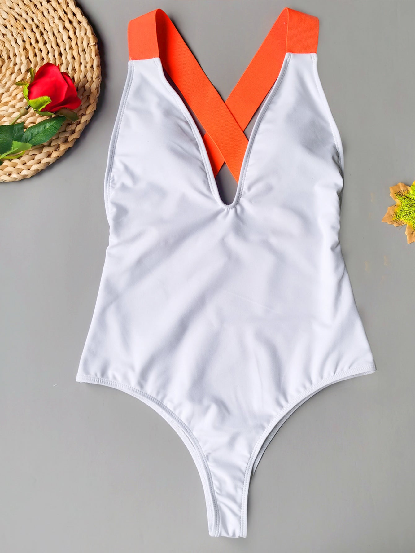 Women Solid Color Board Strap One Piece Swimsuit Sexy Bikini Bella Mia