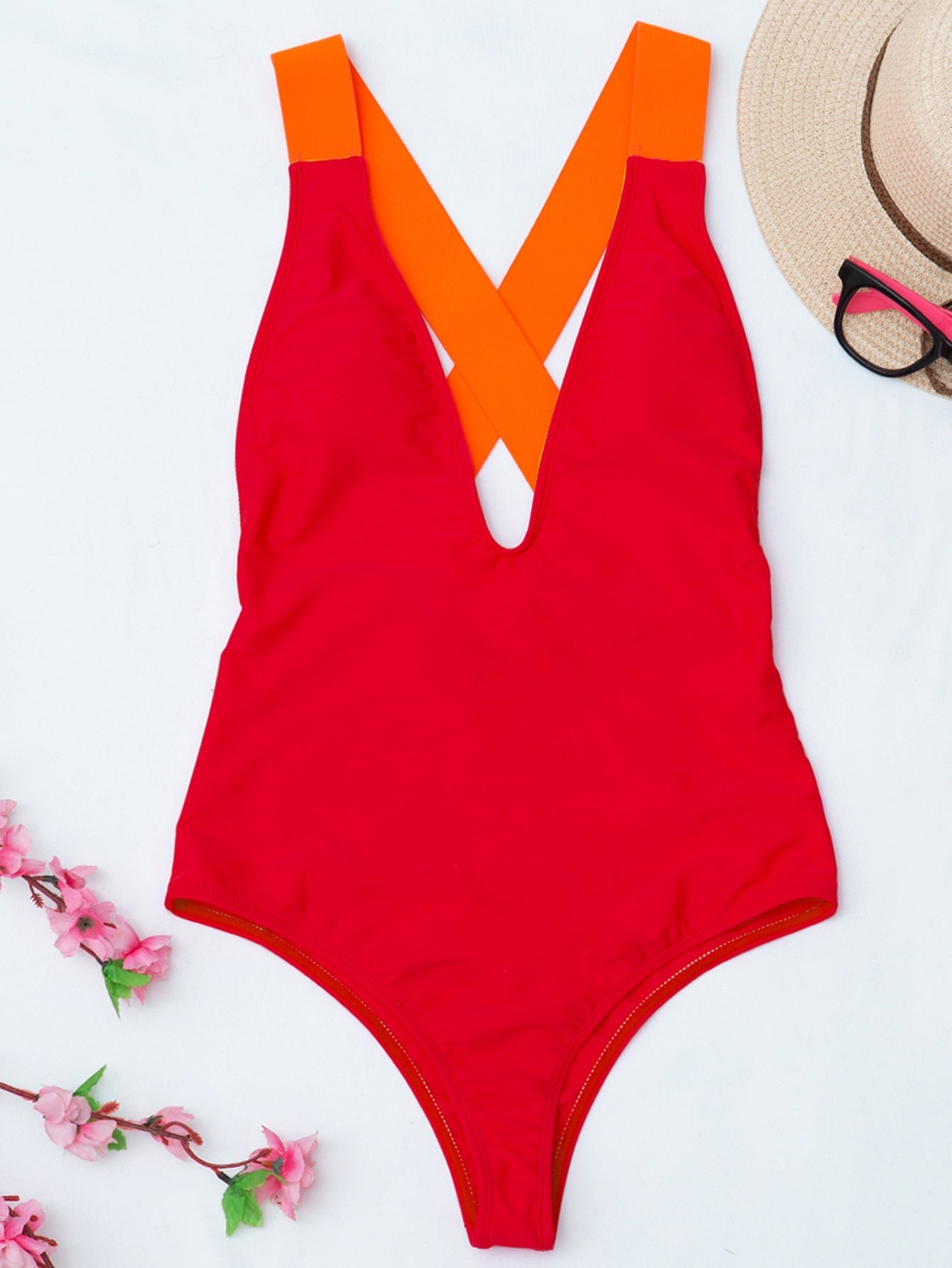 Women Solid Color Board Strap One Piece Swimsuit Sexy Bikini Bella Mia