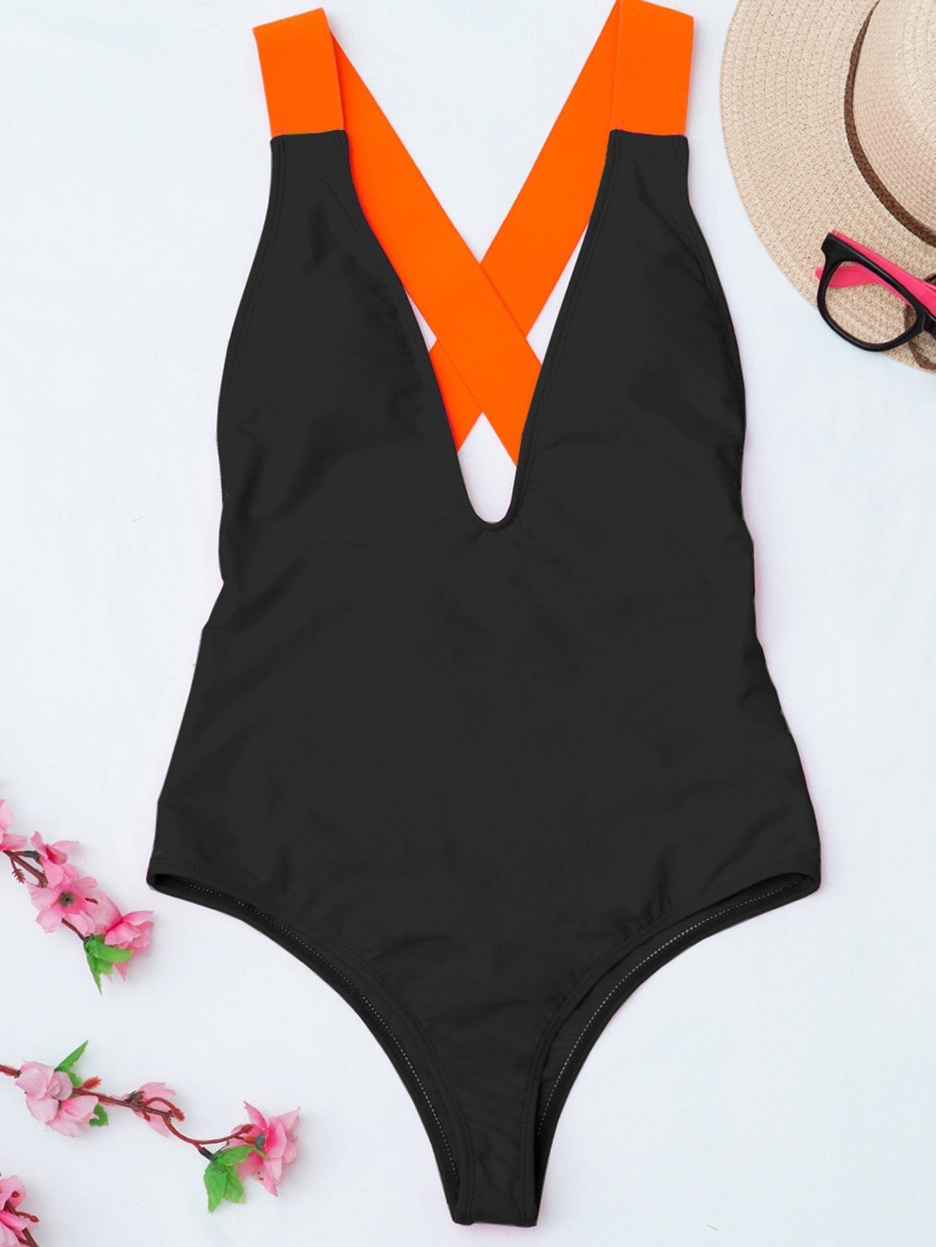 Women Solid Color Board Strap One Piece Swimsuit Sexy Bikini Bella Mia