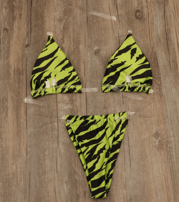 Bikini Chest Pad Push Up Solid Color Women Swimsuit Sleeved Transparent Strap Bella Mia