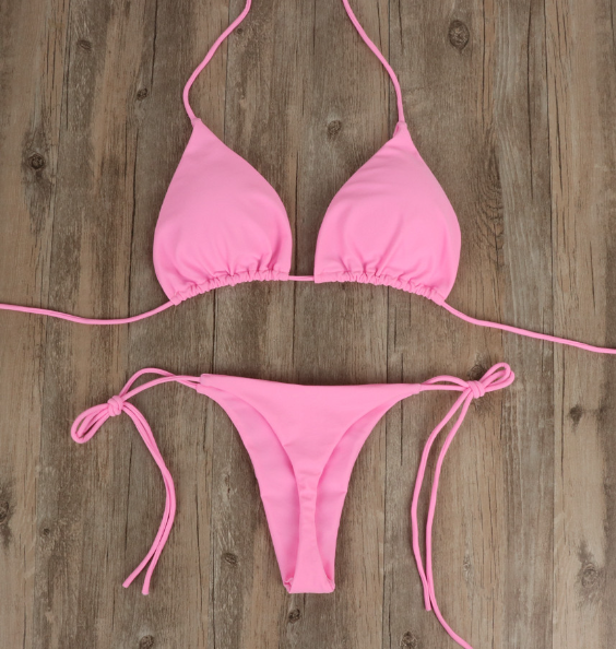 Bikini Solid Color Swimsuit Strap Sexy Polyester Fabric Chest Pad Bella Mia