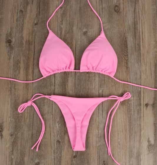 Bikini Solid Color Swimsuit Strap Sexy Polyester Fabric Chest Pad Bella Mia