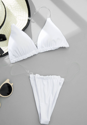 Swimwear Women Sexy Transparent Suspender Bikini Solid Color Backless Split Swimsuit Bikini Bella Mia