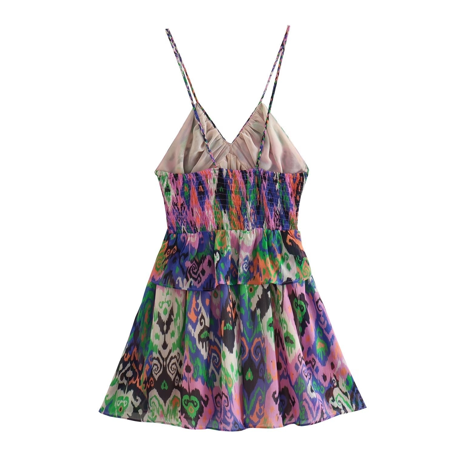 Summer Women Clothing Sling Laminated Decoration Printed Underwear Dress Short Dress Bella Mia