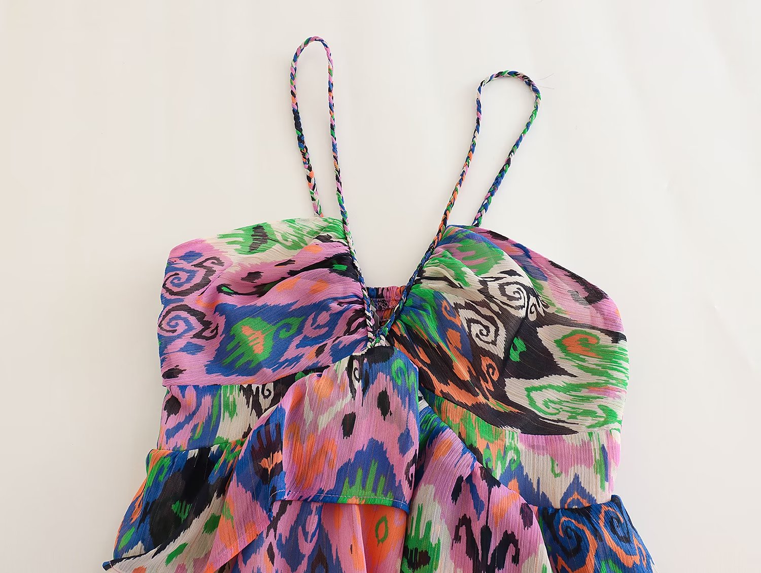 Summer Women Clothing Sling Laminated Decoration Printed Underwear Dress Short Dress Bella Mia