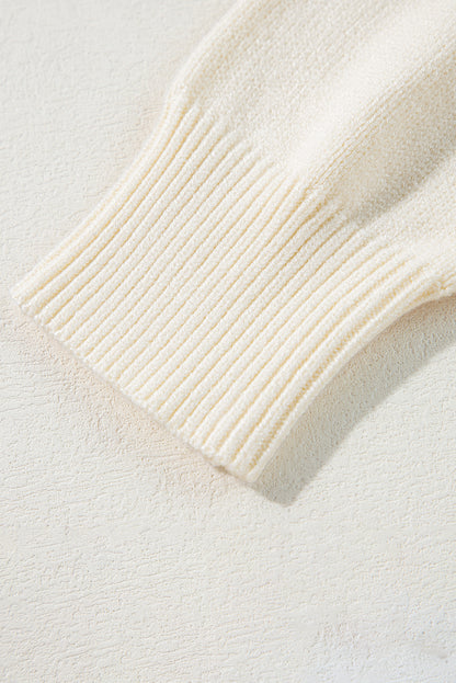 Cozy apricot "Boo" ribbed edge drop shoulder sweater