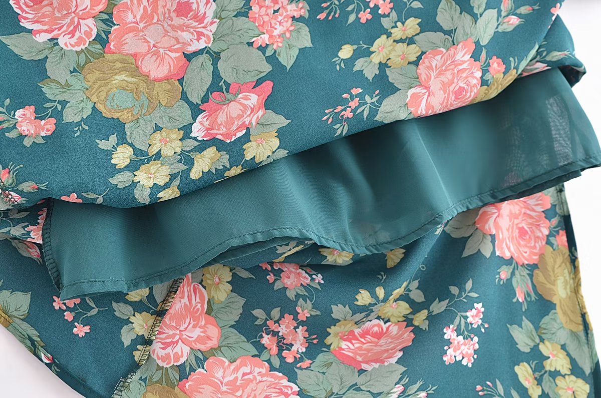 Side Slit Sexy Lace up Strap Dress Autumn Winter High Waist Slimming Broken Floral Decorations A line Dress Bella Mia