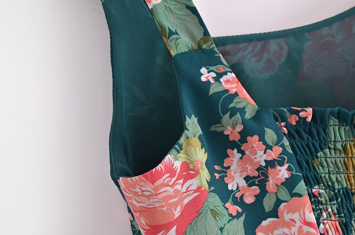 Side Slit Sexy Lace up Strap Dress Autumn Winter High Waist Slimming Broken Floral Decorations A line Dress Bella Mia