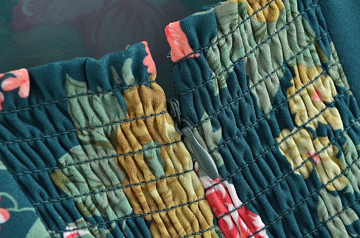 Side Slit Sexy Lace up Strap Dress Autumn Winter High Waist Slimming Broken Floral Decorations A line Dress Bella Mia