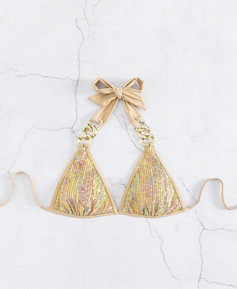 Women Swimsuit Bikini Sexy Sequined Lace Up Gold Bikini Swimsuit Bella Mia