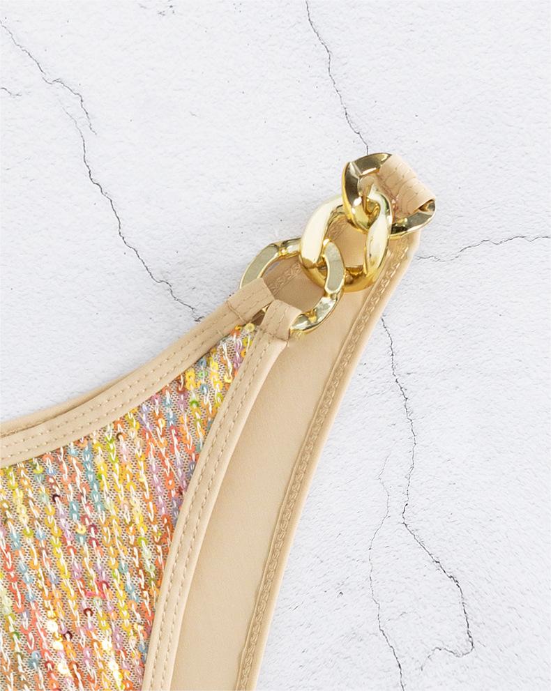 Women Swimsuit Bikini Sexy Sequined Lace Up Gold Bikini Swimsuit Bella Mia