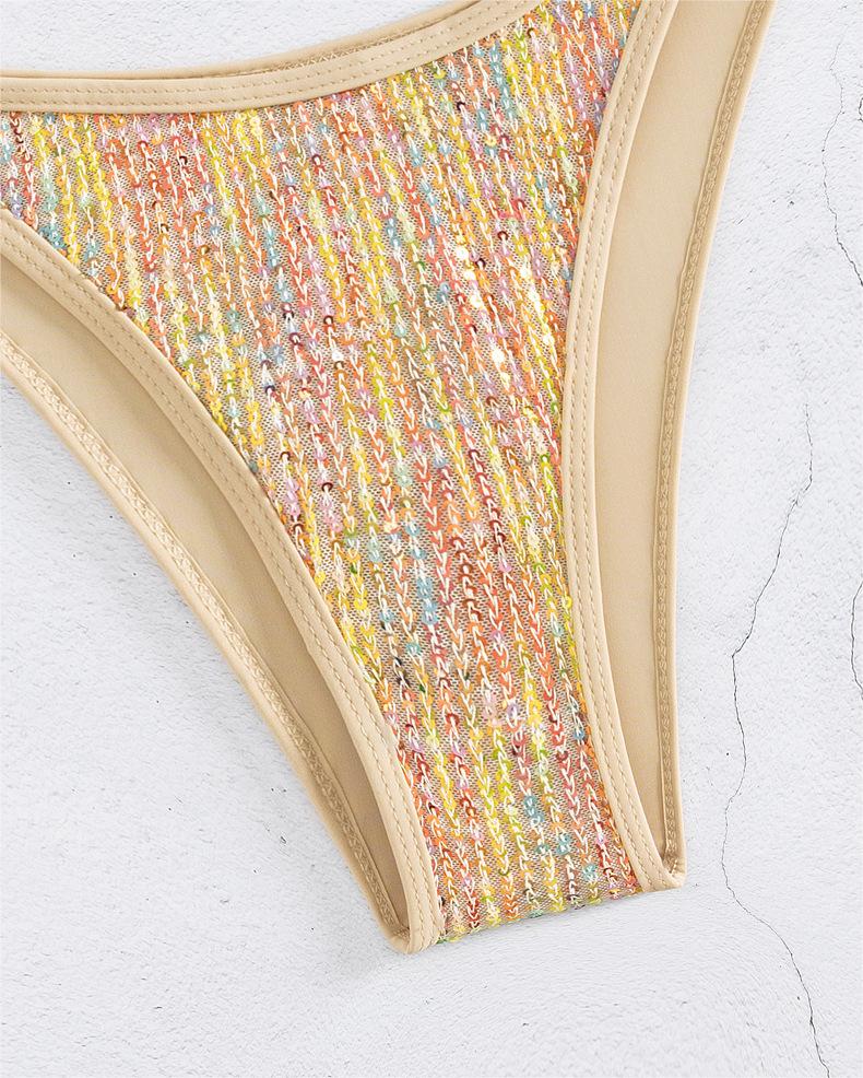 Women Swimsuit Bikini Sexy Sequined Lace Up Gold Bikini Swimsuit Bella Mia