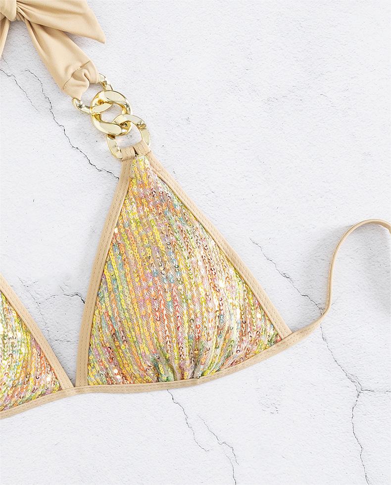 Women Swimsuit Bikini Sexy Sequined Lace Up Gold Bikini Swimsuit Bella Mia