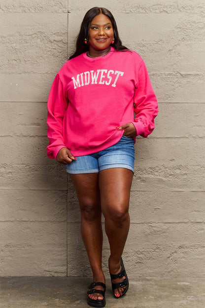 Simply Love Full Size MIDWEST Graphic Sweatshirt.