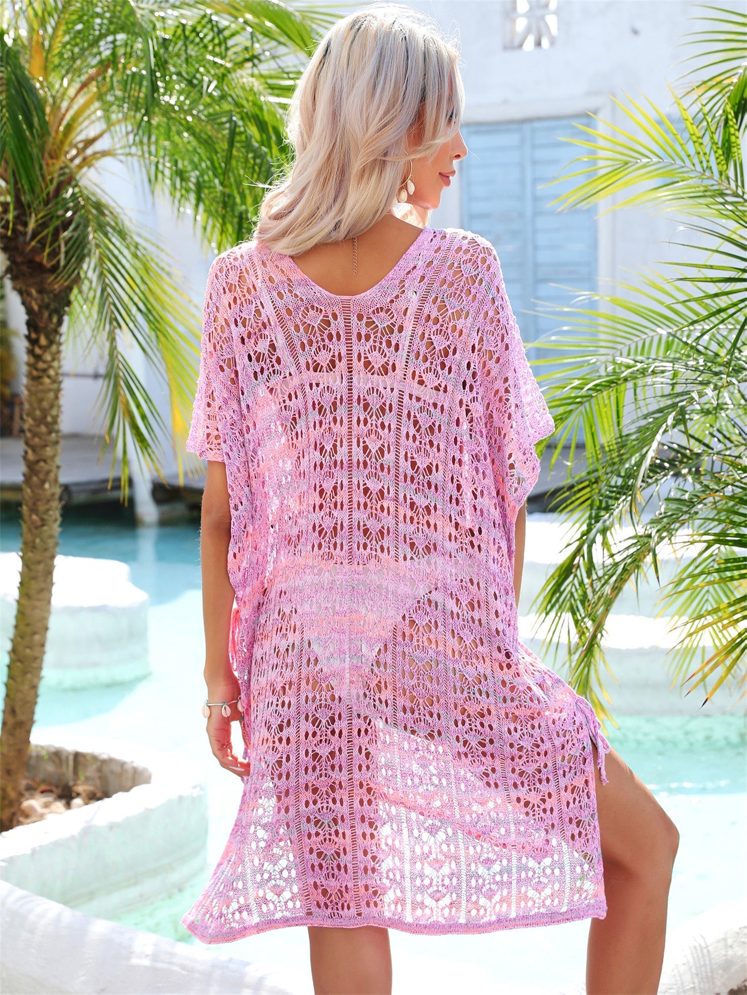 Summer Loose Beach Shirt Stitching Hollow Out Cutout Sweater Beach Cover Up Bella Mia