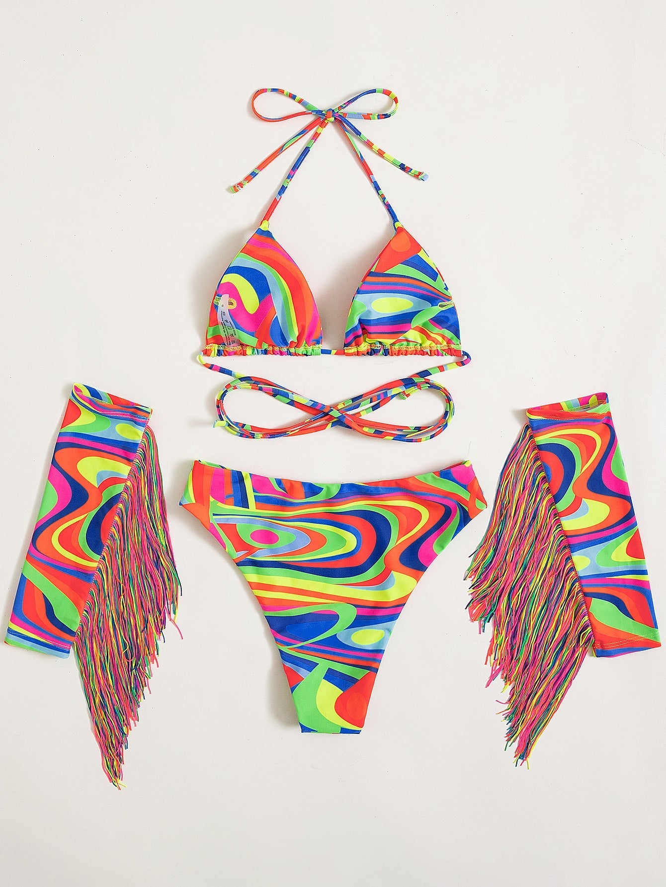 Bikini Sexy Tassel Candy Color Bikini Swimsuit Swimwear Bella Mia