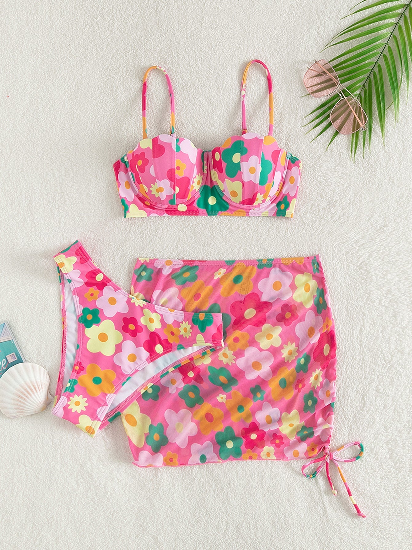 Swimsuit Women Split Bikini Gathering Steel Bracket Short Skirt Three Piece Swimsuit Bella Mia