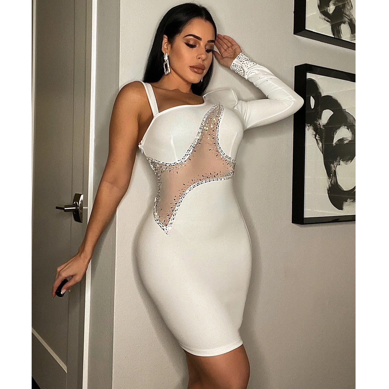 Summer Women Clothing Sexy Tight Hip Dress Shoulder Sleeve Dress Bella Mia