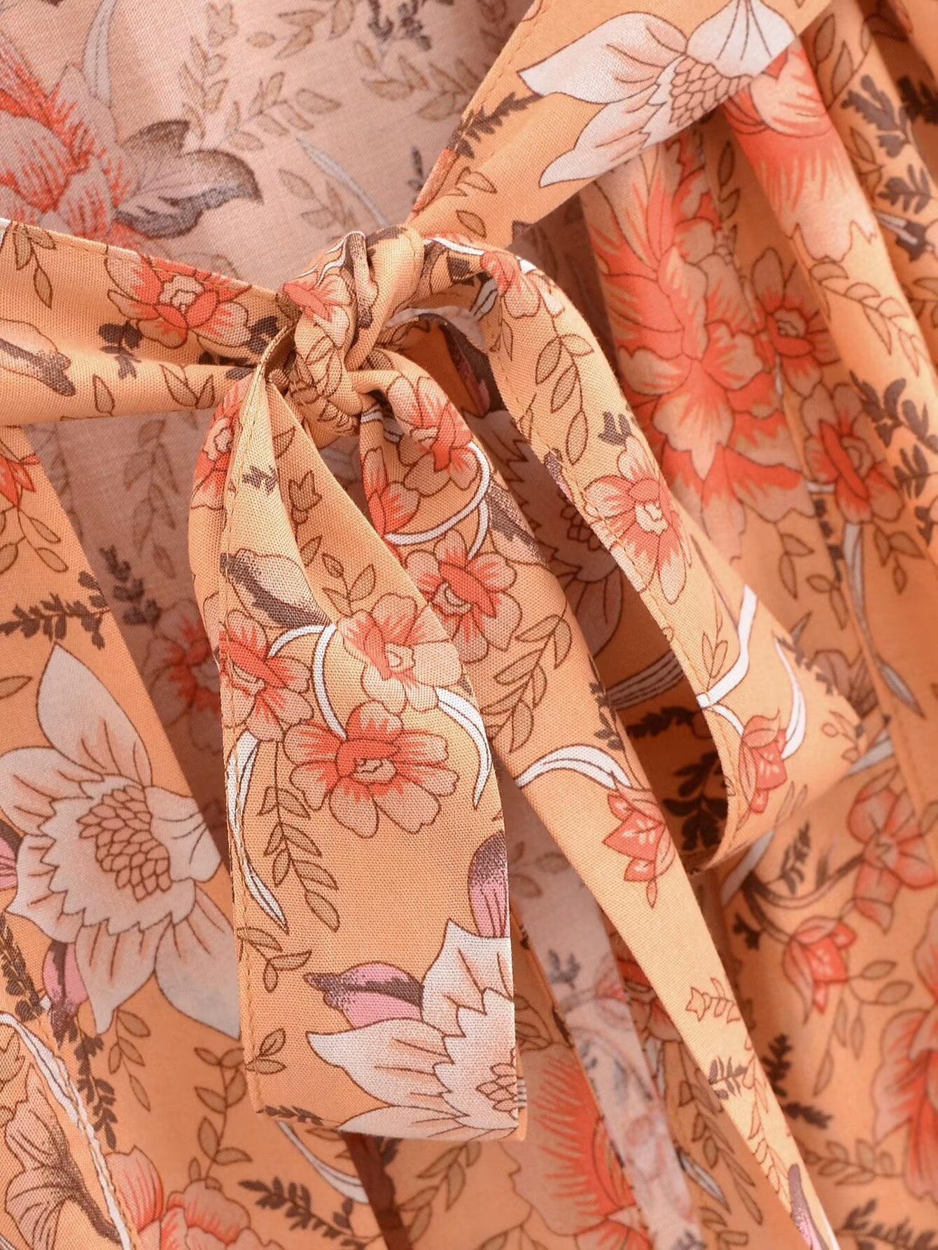 Rayon Printed Cardigan Loose Sleeves Short Lace Up Kimono Bella Mia