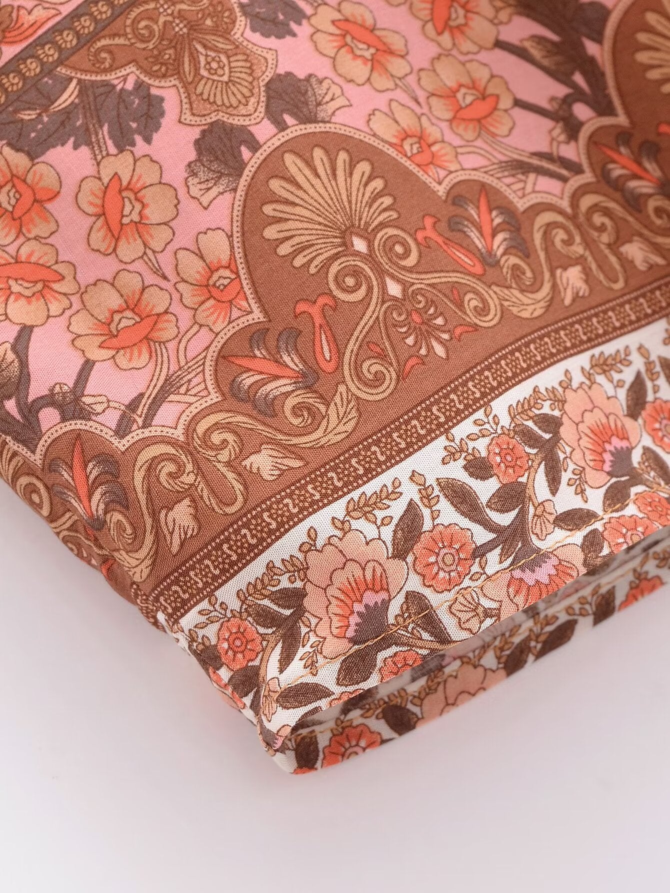 Rayon Printed Cardigan Loose Sleeves Short Lace Up Kimono Bella Mia