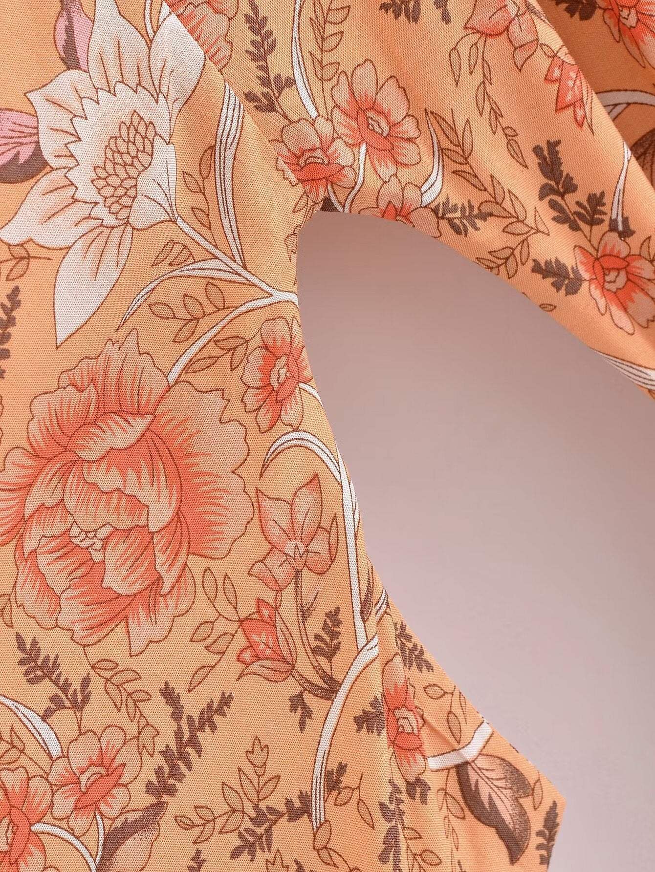 Rayon Printed Cardigan Loose Sleeves Short Lace Up Kimono Bella Mia