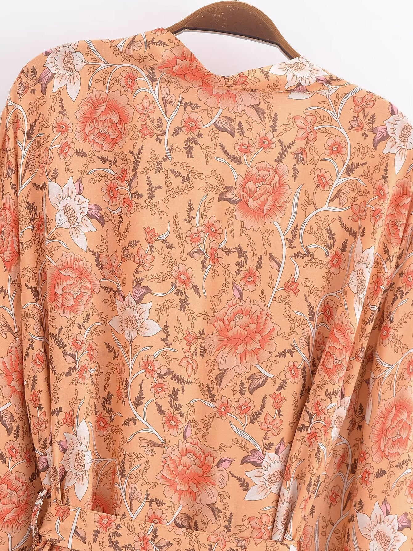 Rayon Printed Cardigan Loose Sleeves Short Lace Up Kimono Bella Mia