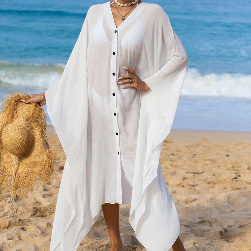 Sunscreen Coat Solid Color Loose Breathable See through Casual Extended Shirt Sun Protection Long Cardigan Bella Mia