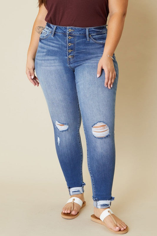 Plus High Rise Button Fly Ankle Skinny Coco’s Tee Boutique