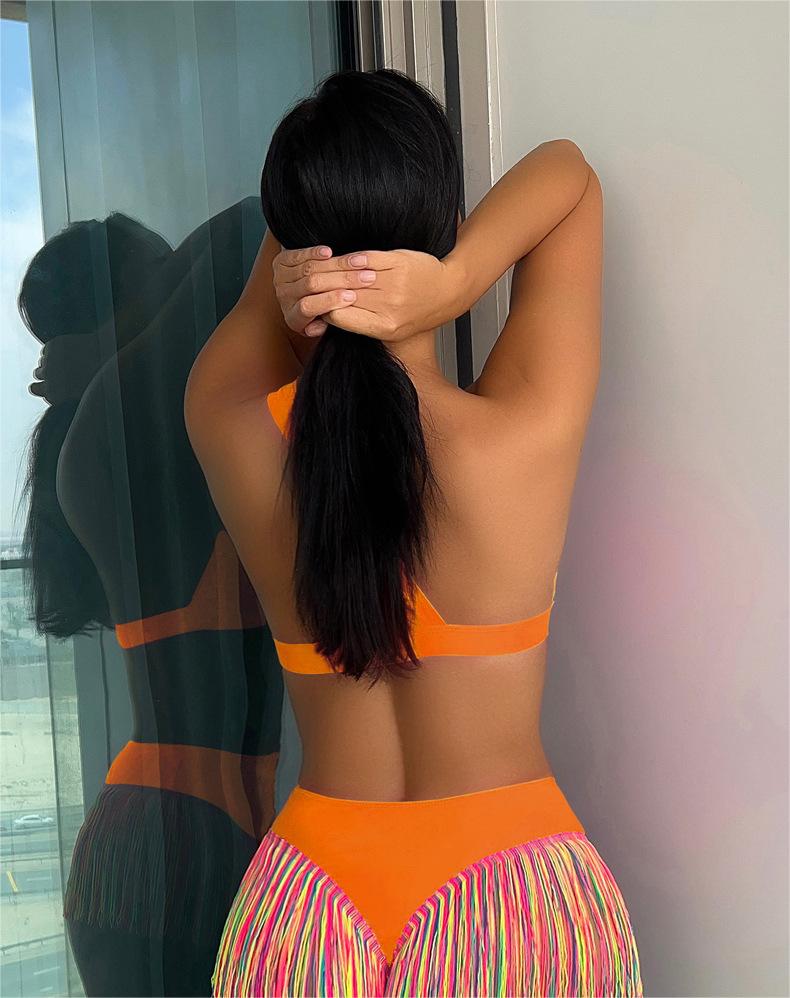 Bikini Sexy Swimsuit Women Solid Color One Shoulder Tassel Swimsuit Swimsuit Bella Mia