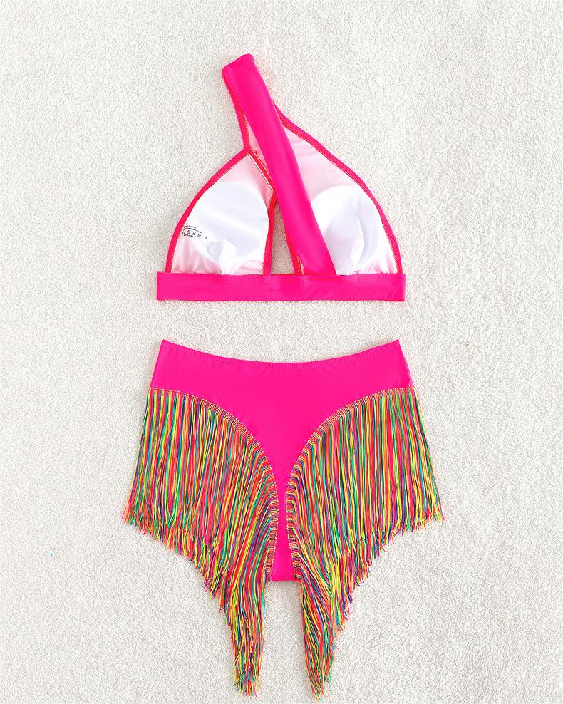 Bikini Sexy Swimsuit Women Solid Color One Shoulder Tassel Swimsuit Swimsuit Bella Mia