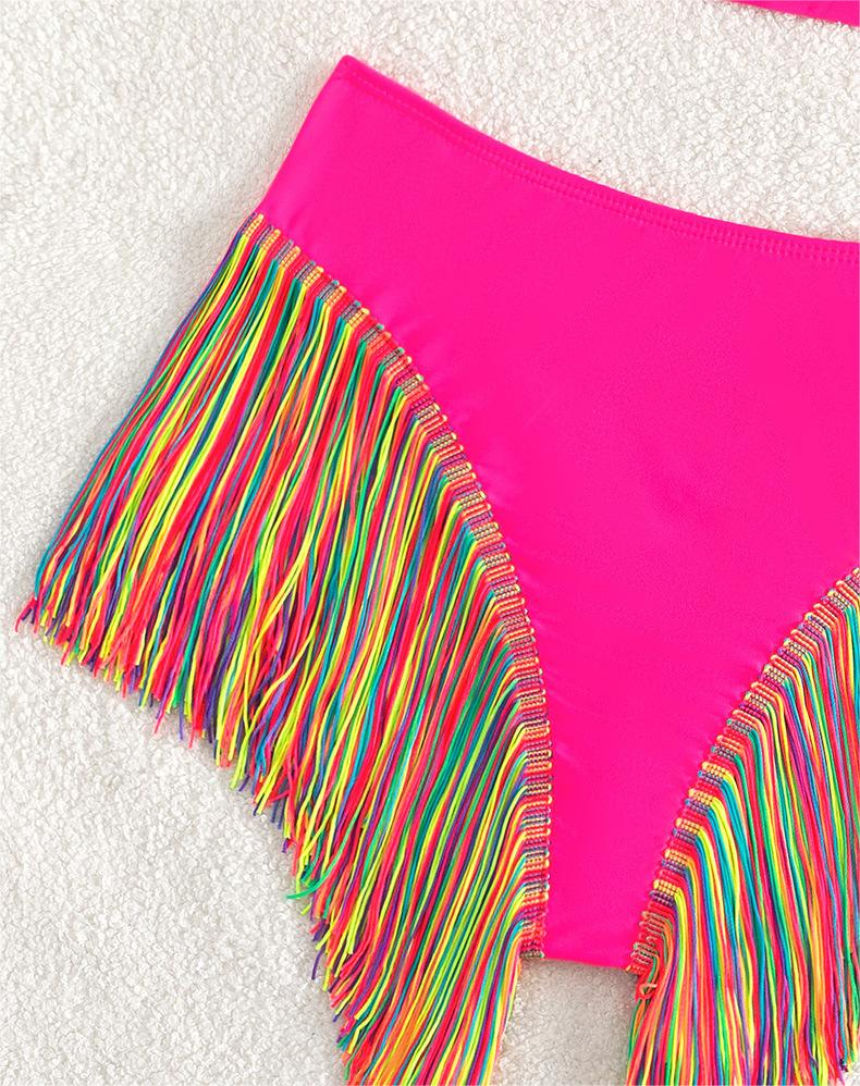 Bikini Sexy Swimsuit Women Solid Color One Shoulder Tassel Swimsuit Swimsuit Bella Mia